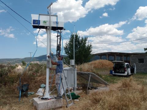 Lidar device installed at field in Central Greece